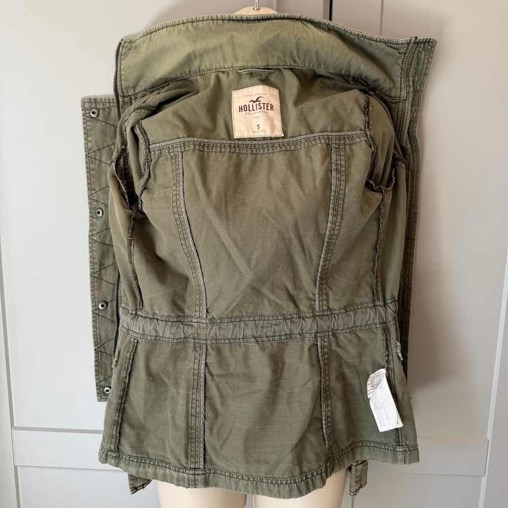 VTG Hollister Utility Jacket SM Drab Green Military Y2K Camp Festival Streetwear - Picture 9 of 12